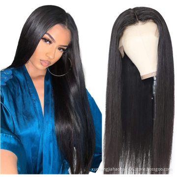 Wholesale 100% human hair silk straight hair wig 4*4 13*4 transparent swiss lace frontal wig brazilian virgin human hair wigs